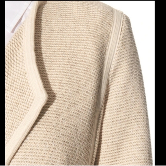 VINCE Tweed Effect Cotton Blend Jacket in Cream Size Small  $295 - Picture 4 of 8